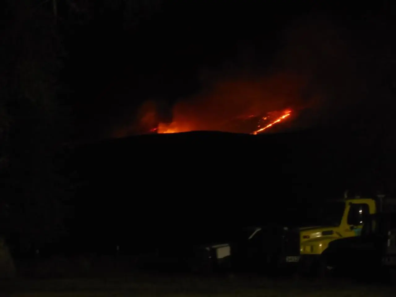 Drone observing a fireplace burn