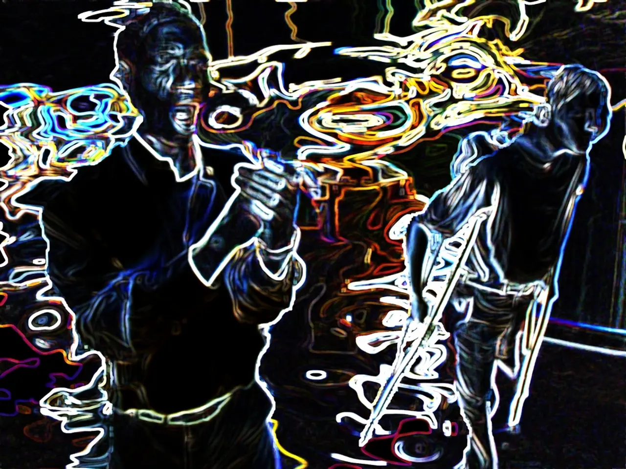 This is an animated image of some people and the illusion.