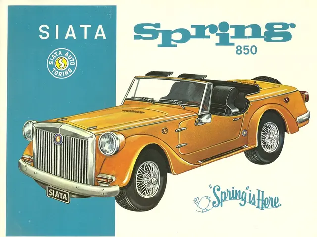 In this picture we can see a poster, there is a yellow color car and some text, we can see a logo...